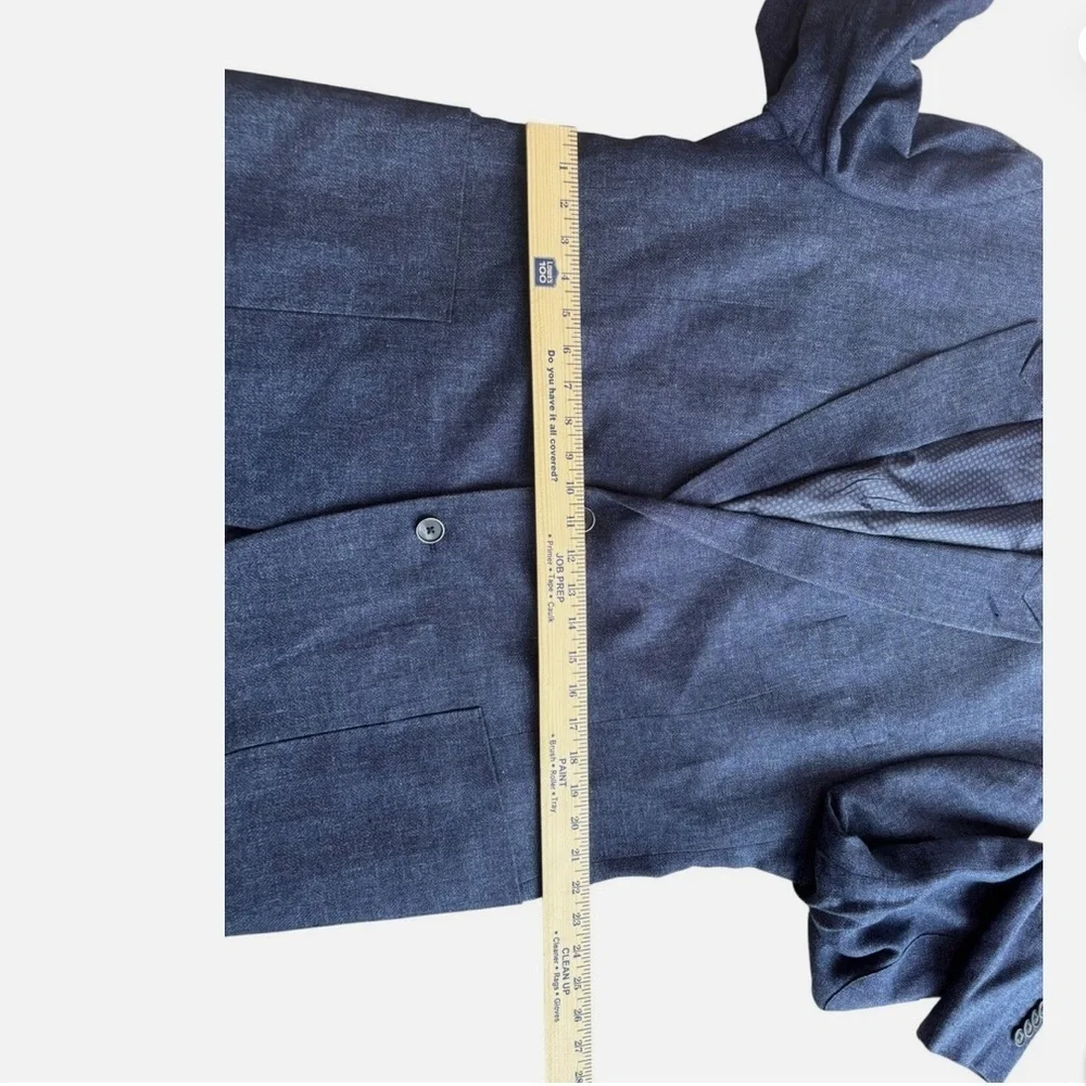 Joseph Abboud Sport Coat Blazer Men's 50L Linen/Wool Blue Elbow Patches Academia